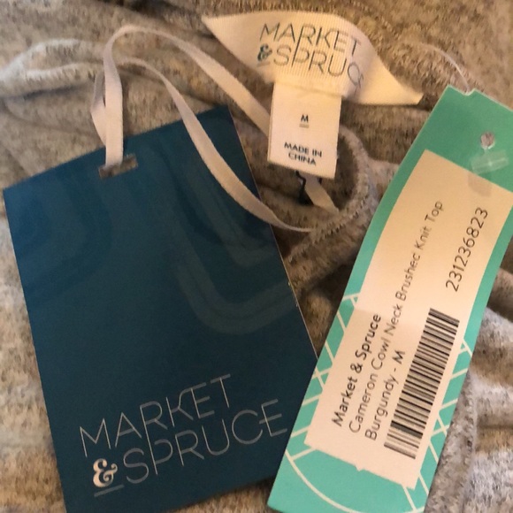 MARKET & SPRUCE Cameron Cowl Neck Brushed Knit Top - Burgundy - Size M NWT - Picture 4 of 4